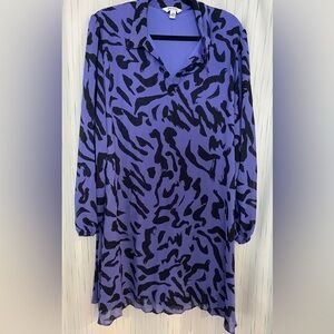 Nine West Purple and Black Midi Dress